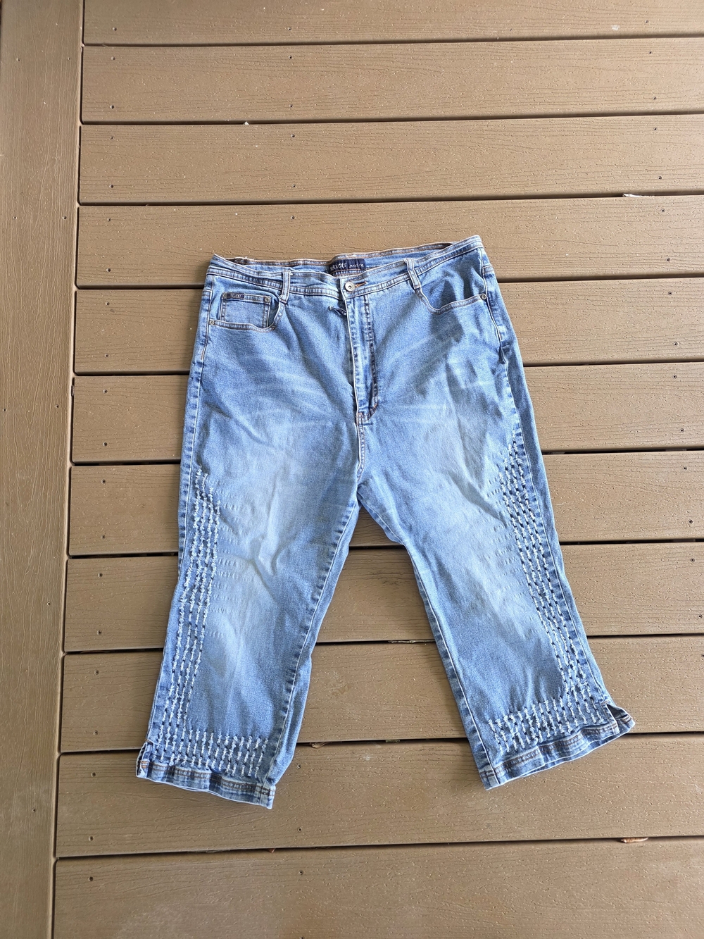 Light Blue Cropped Jeans with Side Smocking by Revolt